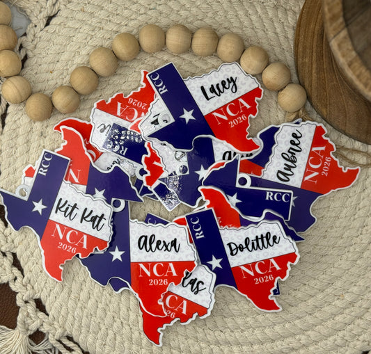 Texas shaped NCA bag tag